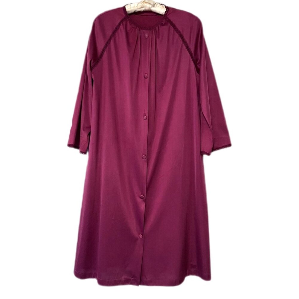 Vintage Vanity Fair 60s Silky Maroon Housecoat Loungewear Sz M